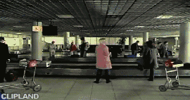 animated gif of C&A(Advertiser), Clockhouse(Brand) "Airport Knockout (No Need To Be Perfect When You Look Good.)" (2005)